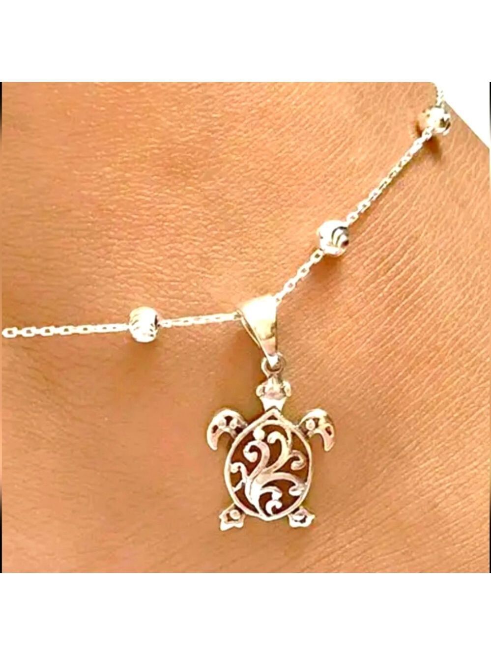 SEA TURTLE ANKLET SUMMER TIME Zinc Alloy Silver Coat BR